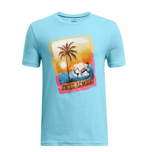 Under Armour Boys in the Shade Short Sleeve Shirt Sky Blue Size Youth Large NWT - Picture 1 of 2